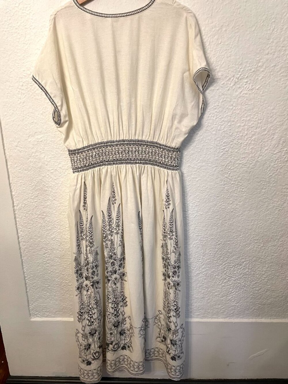 NWT Max Studio Maxi Dress Linen XL Botanical Boho Prairie Cottage Goddess Style - Picture 4 of 14